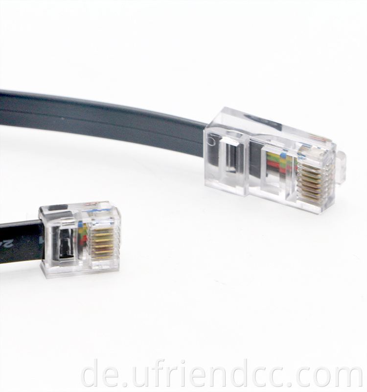 PVC Flat 4Cores RJ45 8p8c zu RJ11 6p4c Kabel für Telefon hohe Qualität schwarzer Telefonkabel männlich bis männlich 30 cm/1m/2m/3m CE rhos